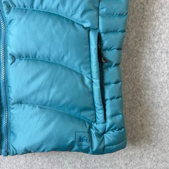 REI Goose Down Puffer Vest Women’s XS Blue Winter Ski Outdoors Hiking Warm - Picture 5 of 10